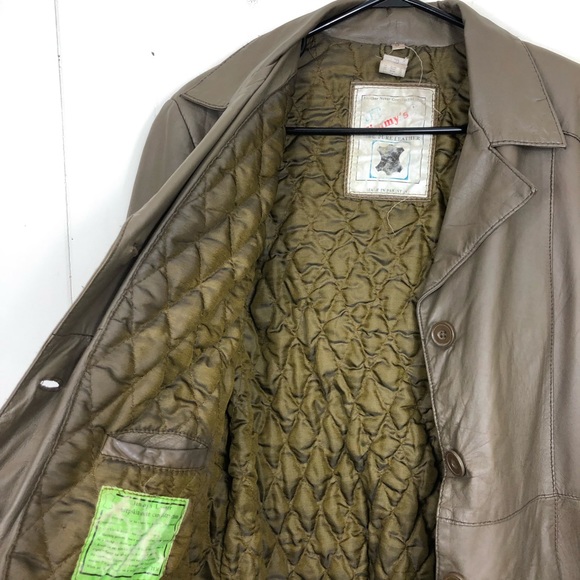 Vintage Belted Leather Jacket Sz S - Picture 12 of 15